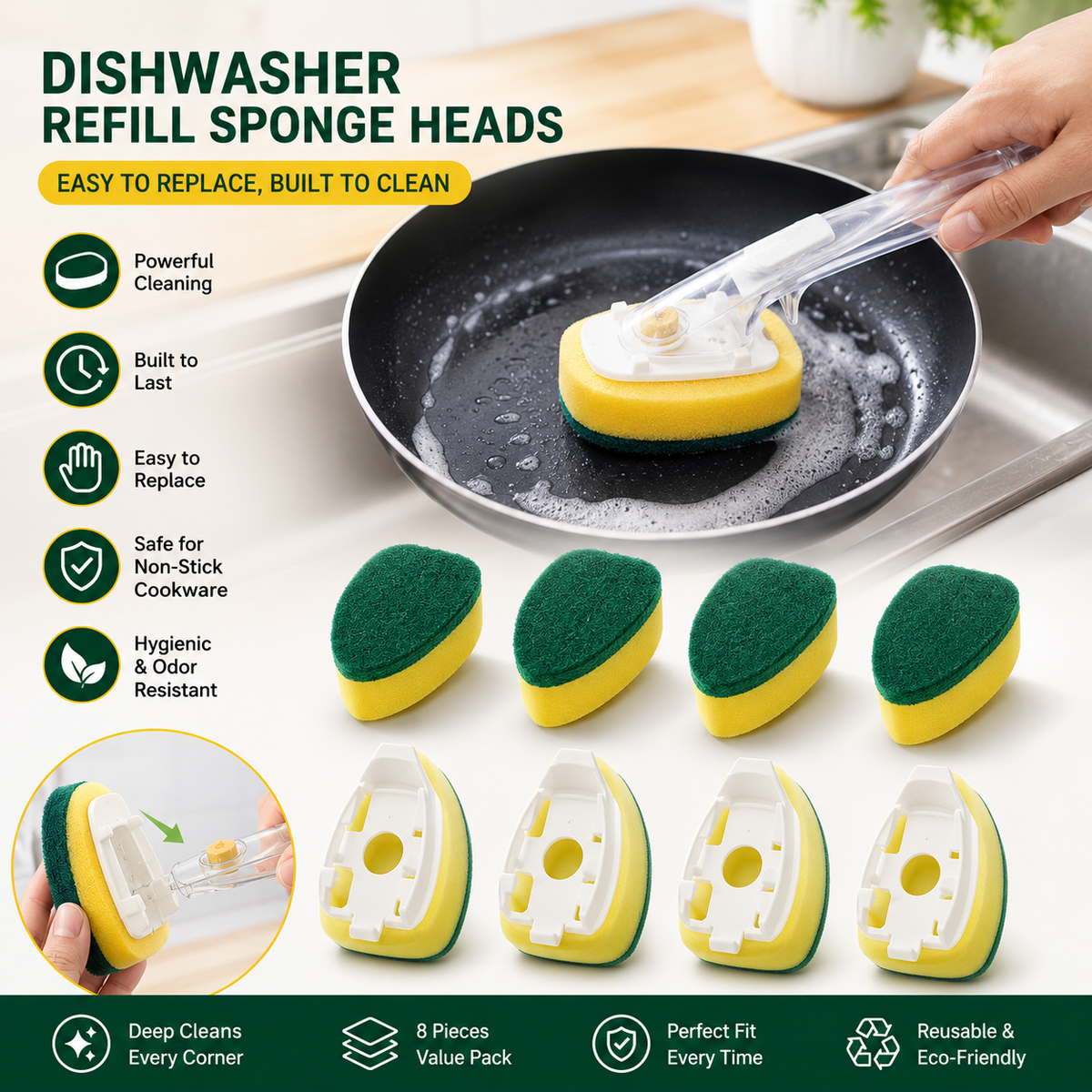NeatLab™ 7pc Dishwashing Stick & Replacement Sponge Set