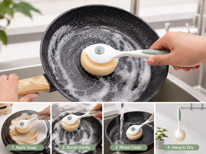 NeatLab™ 3pc Dishwashing Scrub Brush Set – Reusable Sponge Cleaning Sticks