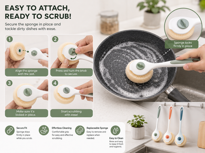 NeatLab™ 3pc Dishwashing Scrub Brush Set – Reusable Sponge Cleaning Sticks