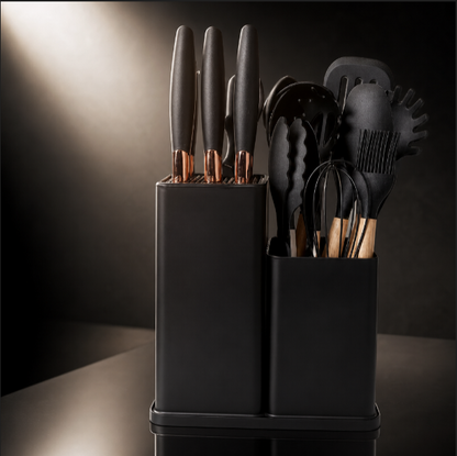NeatLab™ Dual-Compartment Knife Block & Utensil Holder